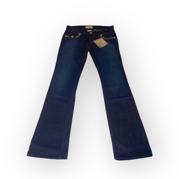 new Denim of Virtue ㋛ Y2K Justice Lurex Trim Flap Pockets Slim Jeans ㋛ Dark ㋛ - Picture 15 of 16